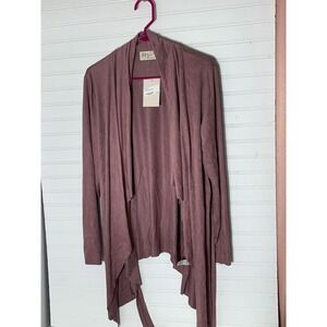 Befor You Women's Dusty Rose Open Front Waterfall Cardigan Tie Waist Large‎